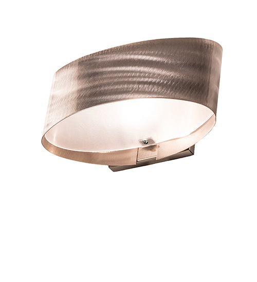 Meyda Lighting Envolver 9" Raw Steel With Clear Coat Wall Sconce With Contrail Mist Idalight Shade