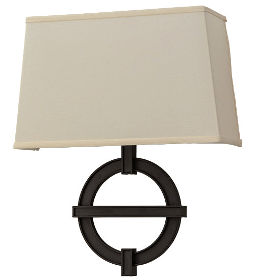 Meyda Lighting Equatore 15" Oil Rubbed Bronze Wall Sconce With White Eggshell Textrene Shade
