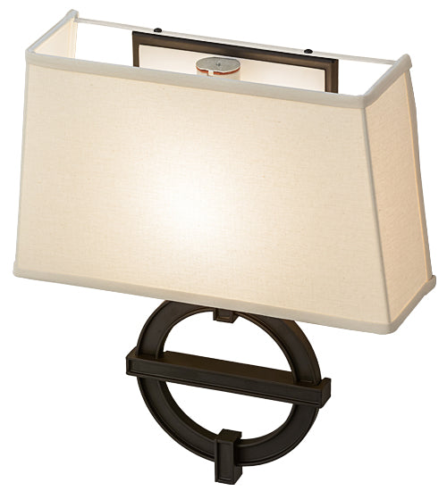 Meyda Lighting Equatore 15" Oil Rubbed Bronze Wall Sconce With White Eggshell Textrene Shade