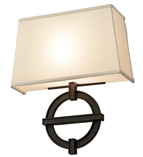 Meyda Lighting Equatore 15" Oil Rubbed Bronze Wall Sconce With White Eggshell Textrene Shade
