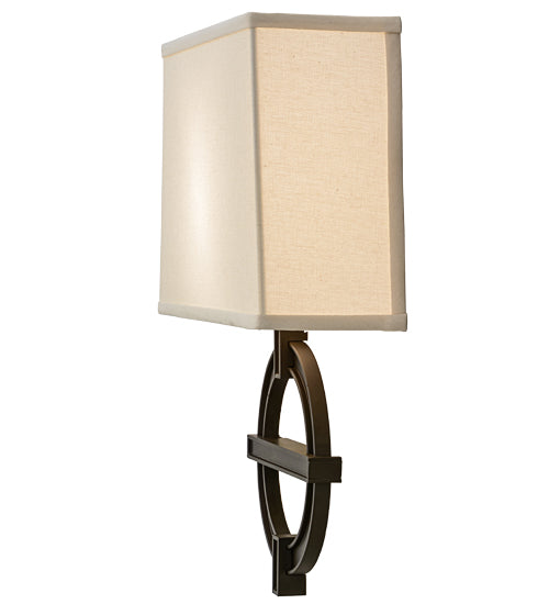 Meyda Lighting Equatore 15" Oil Rubbed Bronze Wall Sconce With White Eggshell Textrene Shade