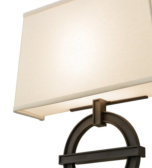 Meyda Lighting Equatore 15" Oil Rubbed Bronze Wall Sconce With White Eggshell Textrene Shade