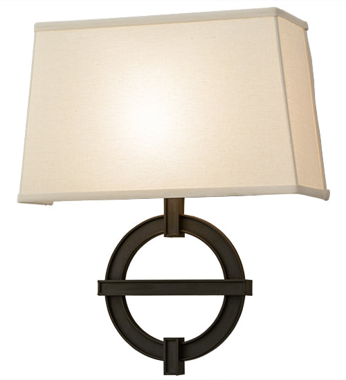 Meyda Lighting Equatore 15" Oil Rubbed Bronze Wall Sconce With White Eggshell Textrene Shade