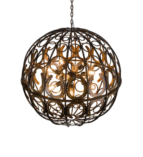 Meyda Lighting Equestriana 42" 10-Light Dark Burnished Transparent Copper Pendant Light