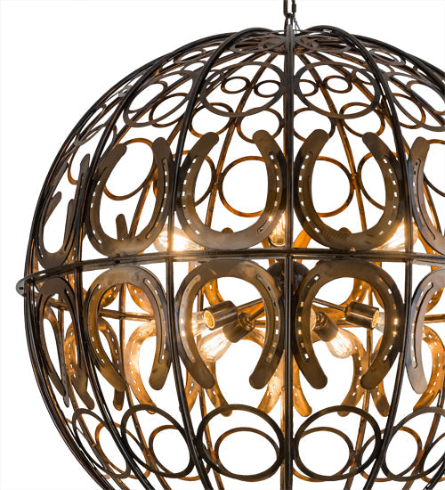 Meyda Lighting Equestriana 42" 10-Light Dark Burnished Transparent Copper Pendant Light