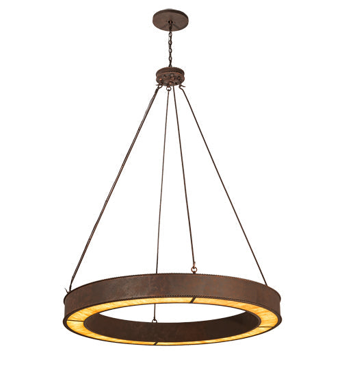 Meyda Lighting Escabroso 60" LED Rusty Nail Chandelier With Ambra Siena Idalight Shade