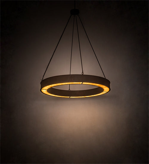 Meyda Lighting Escabroso 60" LED Rusty Nail Chandelier With Ambra Siena Idalight Shade