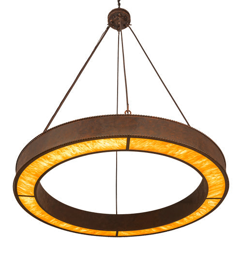 Meyda Lighting Escabroso 60" LED Rusty Nail Chandelier With Ambra Siena Idalight Shade