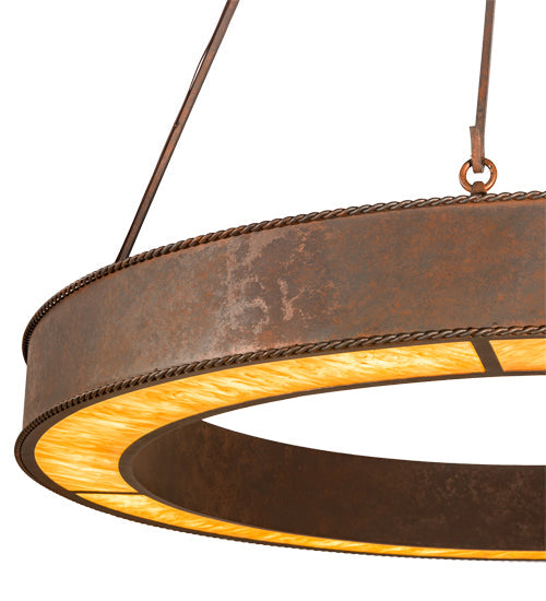 Meyda Lighting Escabroso 60" LED Rusty Nail Chandelier With Ambra Siena Idalight Shade