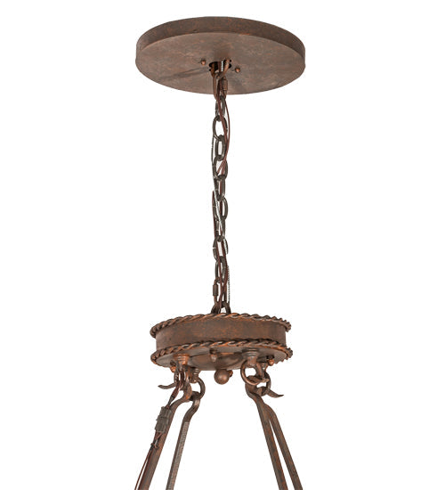 Meyda Lighting Escabroso 60" LED Rusty Nail Chandelier With Ambra Siena Idalight Shade