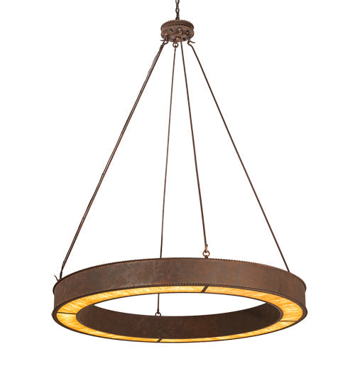 Meyda Lighting Escabroso 60" LED Rusty Nail Chandelier With Ambra Siena Idalight Shade