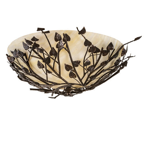 Meyda Lighting Espe 40" 4-Light Dark Burnished Antique Copper Semi-flush Mount Light With Beige Shade Glass