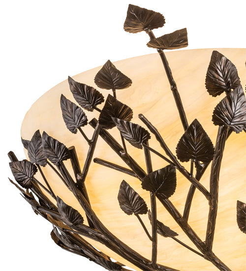 Meyda Lighting Espe 40" 4-Light Dark Burnished Antique Copper Semi-flush Mount Light With Beige Shade Glass