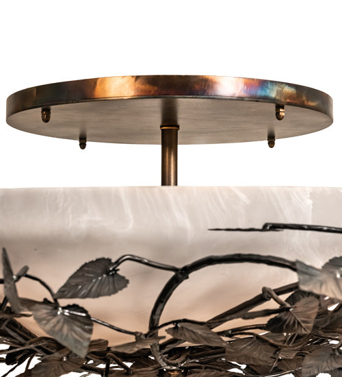 Meyda Lighting Espe 40" 8-Light Dark Burnished Antique Copper Semi-flush Mount Light With Beige Fleshtone Idalight Shade