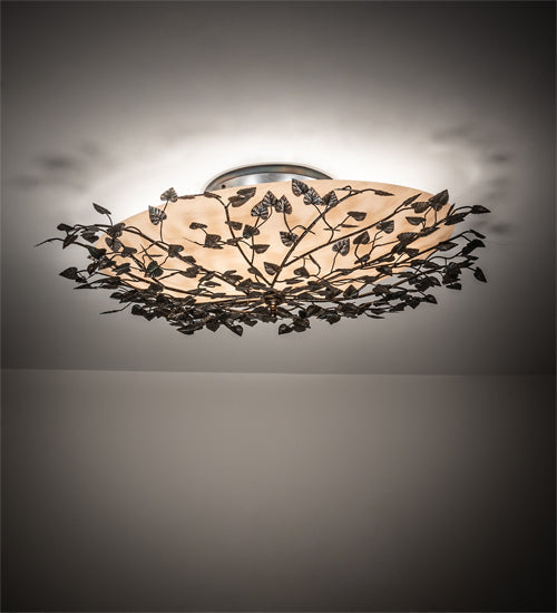 Meyda Lighting Espe 40" 8-Light Dark Burnished Antique Copper Semi-flush Mount Light With Beige Fleshtone Idalight Shade