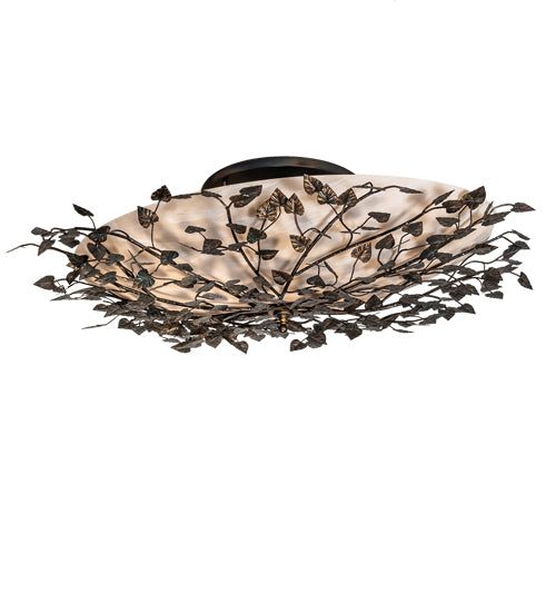 Meyda Lighting Espe 40" 8-Light Dark Burnished Antique Copper Semi-flush Mount Light With Beige Fleshtone Idalight Shade