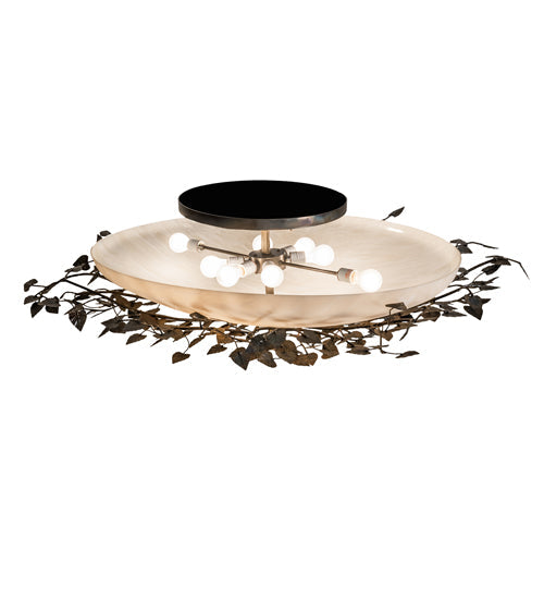 Meyda Lighting Espe 40" 8-Light Dark Burnished Antique Copper Semi-flush Mount Light With Beige Fleshtone Idalight Shade
