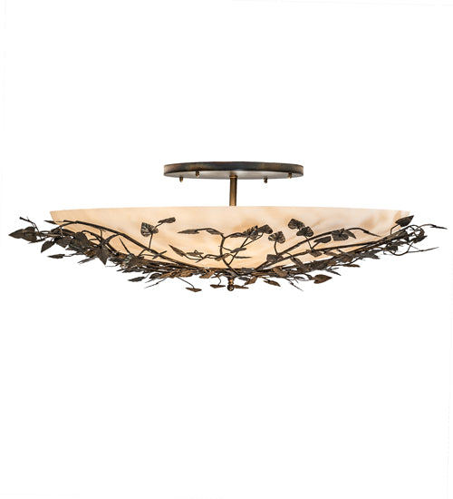 Meyda Lighting Espe 40" 8-Light Dark Burnished Antique Copper Semi-flush Mount Light With Beige Fleshtone Idalight Shade