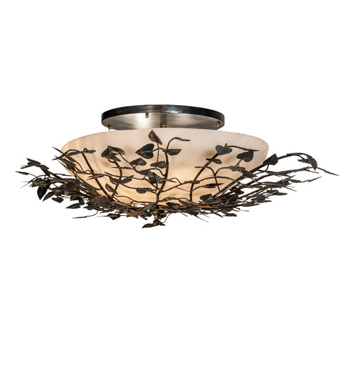 Meyda Lighting Espe 40" 8-Light Dark Burnished Antique Copper Semi-flush Mount Light With Beige Fleshtone Idalight Shade