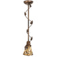 Meyda Lighting Espe 5" Antique Copper Mini Pendant Light With Green & Beige Jadestone Shade