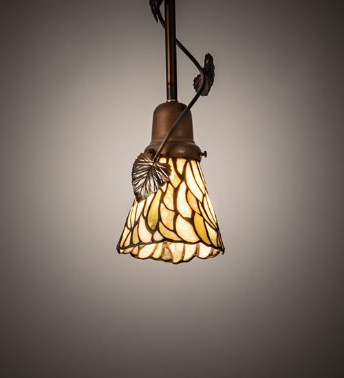 Meyda Lighting Espe 5" Antique Copper Mini Pendant Light With Green & Beige Jadestone Shade