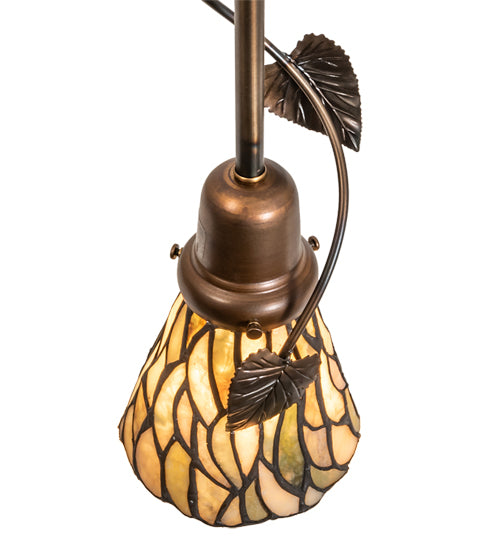 Meyda Lighting Espe 5" Antique Copper Mini Pendant Light With Green & Beige Jadestone Shade