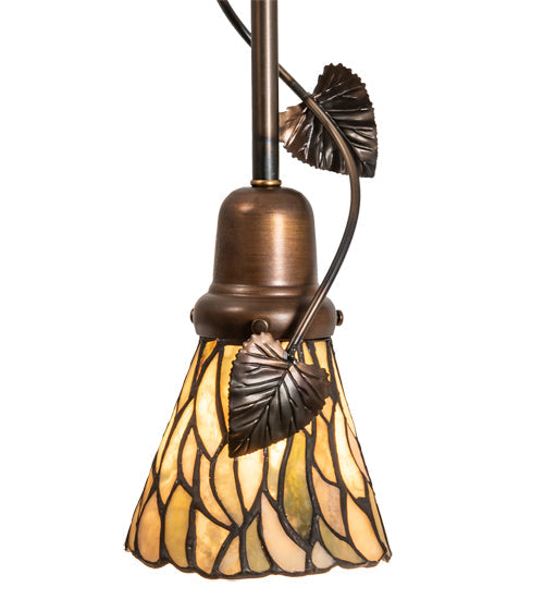 Meyda Lighting Espe 5" Antique Copper Mini Pendant Light With Green & Beige Jadestone Shade