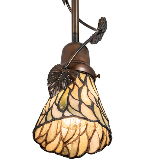 Meyda Lighting Espe 5" Antique Copper Mini Pendant Light With Green & Beige Jadestone Shade
