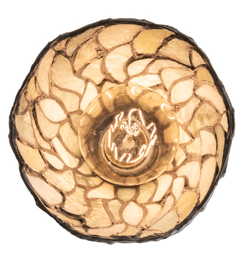 Meyda Lighting Espe 5" Antique Copper Mini Pendant Light With Green & Beige Jadestone Shade