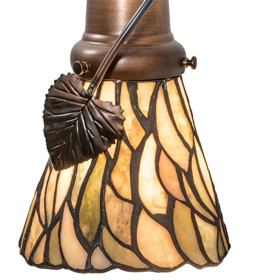 Meyda Lighting Espe 5" Antique Copper Mini Pendant Light With Green & Beige Jadestone Shade