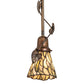 Meyda Lighting Espe 5" Antique Copper Mini Pendant Light With Green & Beige Jadestone Shade