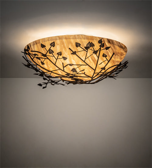 Meyda Lighting Espe 54" 8-Light Tyler Bronze Flush Mount Light With Travertine Idalight Shade