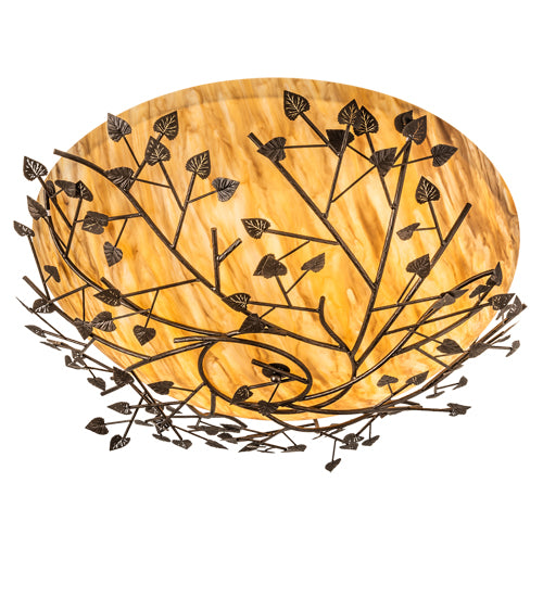 Meyda Lighting Espe 54" 8-Light Tyler Bronze Flush Mount Light With Travertine Idalight Shade