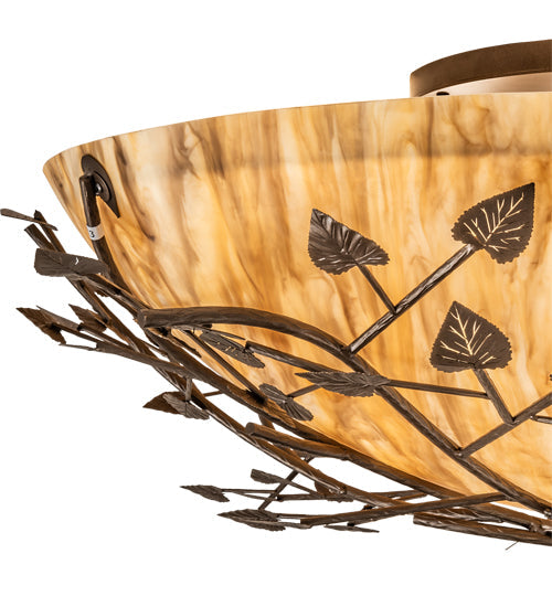 Meyda Lighting Espe 54" 8-Light Tyler Bronze Flush Mount Light With Travertine Idalight Shade