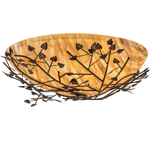 Meyda Lighting Espe 54" 8-Light Tyler Bronze Flush Mount Light With Travertine Idalight Shade