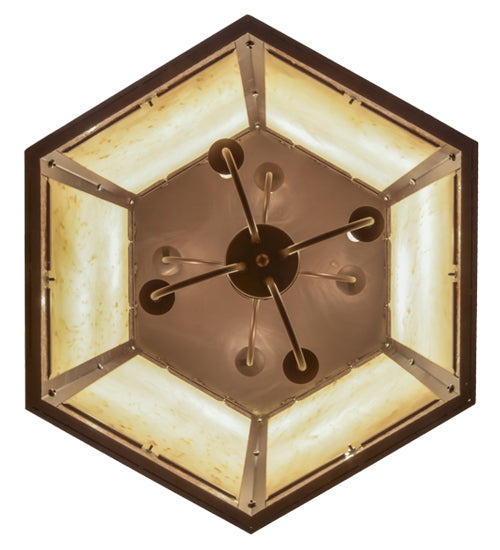 Meyda Lighting Estancia 24" 12-Light Mahogany Bronze Pendant Light With Beige Travertine Idalight Shade