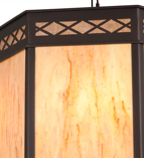 Meyda Lighting Estancia 24" 12-Light Mahogany Bronze Pendant Light With Beige Travertine Idalight Shade