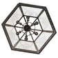 Meyda Lighting Estancia 27" 12-Light Copper Rust Pendant Light With Clear Seeded Shade Glass
