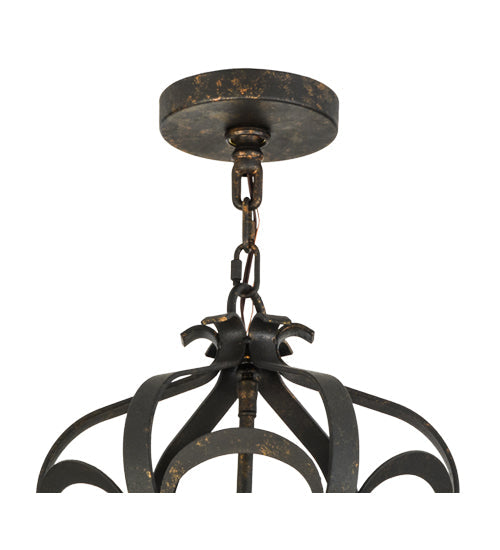 Meyda Lighting Estancia 27" 12-Light Copper Rust Pendant Light With Clear Seeded Shade Glass