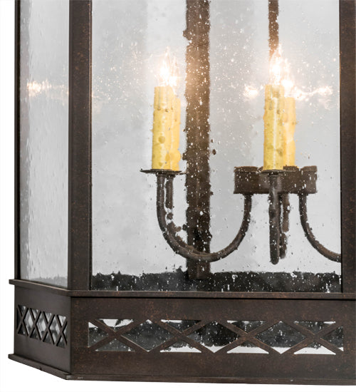 Meyda Lighting Estancia 27" 12-Light Gilded Tobacco Pendant Light With Clear Seeded Shade Glass