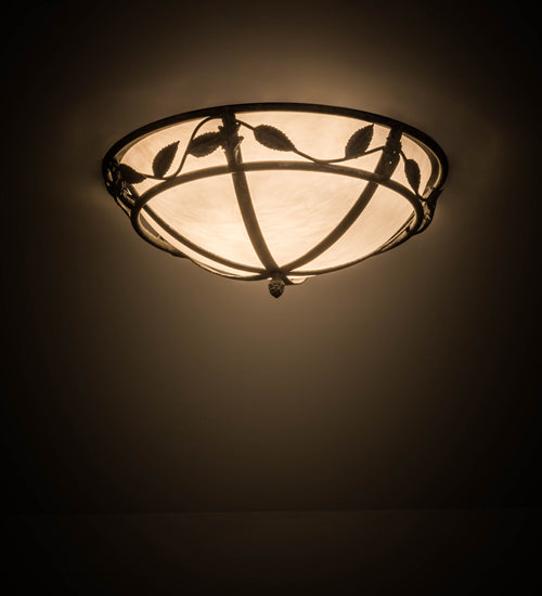 Meyda Lighting Estelle 18" 2-Light Smoke Flush Mount Light With Whitestone Idalight Shade Glass
