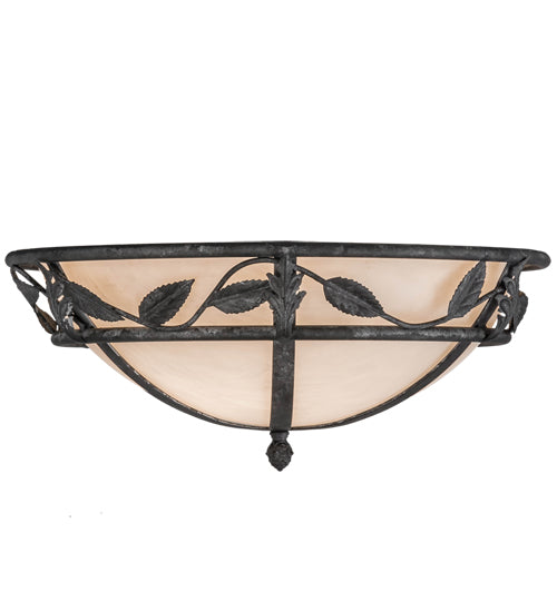 Meyda Lighting Estelle 18" 2-Light Smoke Flush Mount Light With Whitestone Idalight Shade Glass