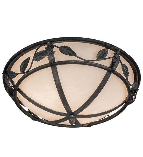 Meyda Lighting Estelle 18" 2-Light Smoke Flush Mount Light With Whitestone Idalight Shade Glass