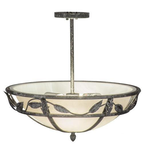 Meyda Lighting Estelle 20" 2-Light Smoke Semi-flush Mount Light With Whitestone Idalight Shade
