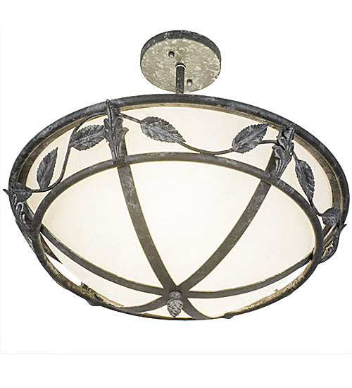 Meyda Lighting Estelle 20" 2-Light Smoke Semi-flush Mount Light With Whitestone Idalight Shade