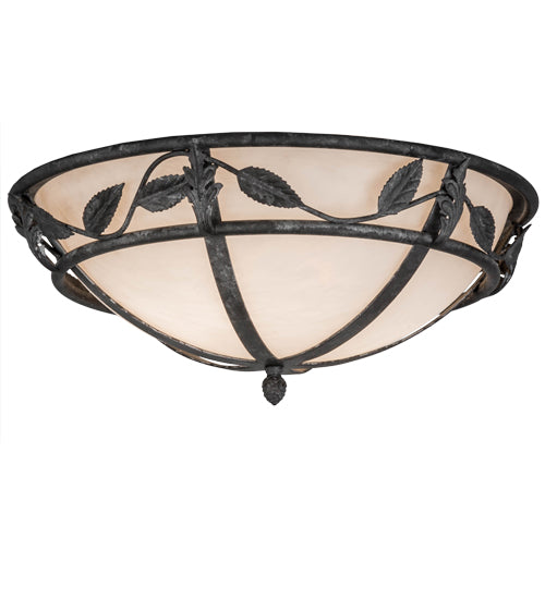 Meyda Lighting Estelle 225771 18" 2-Light Smoke Flush Mount Light With Whitestone Idalight Shade