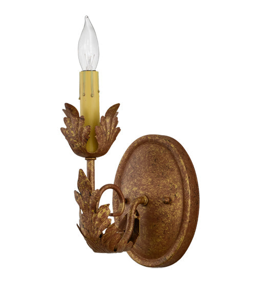 Meyda Lighting Esther 5" Autumn Leaf Wall Sconce With Amber Faux Candlelight