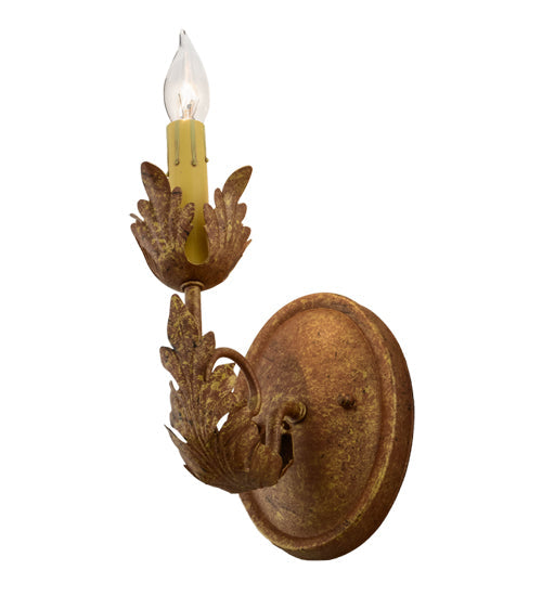 Meyda Lighting Esther 5" Autumn Leaf Wall Sconce With Amber Faux Candlelight