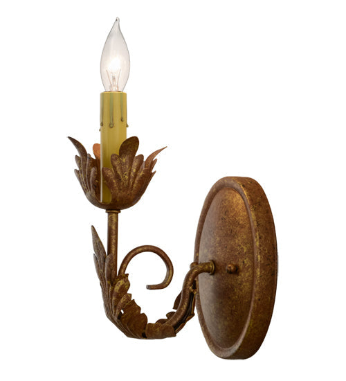 Meyda Lighting Esther 5" Autumn Leaf Wall Sconce With Amber Faux Candlelight