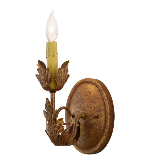 Meyda Lighting Esther 5" Autumn Leaf Wall Sconce With Amber Faux Candlelight